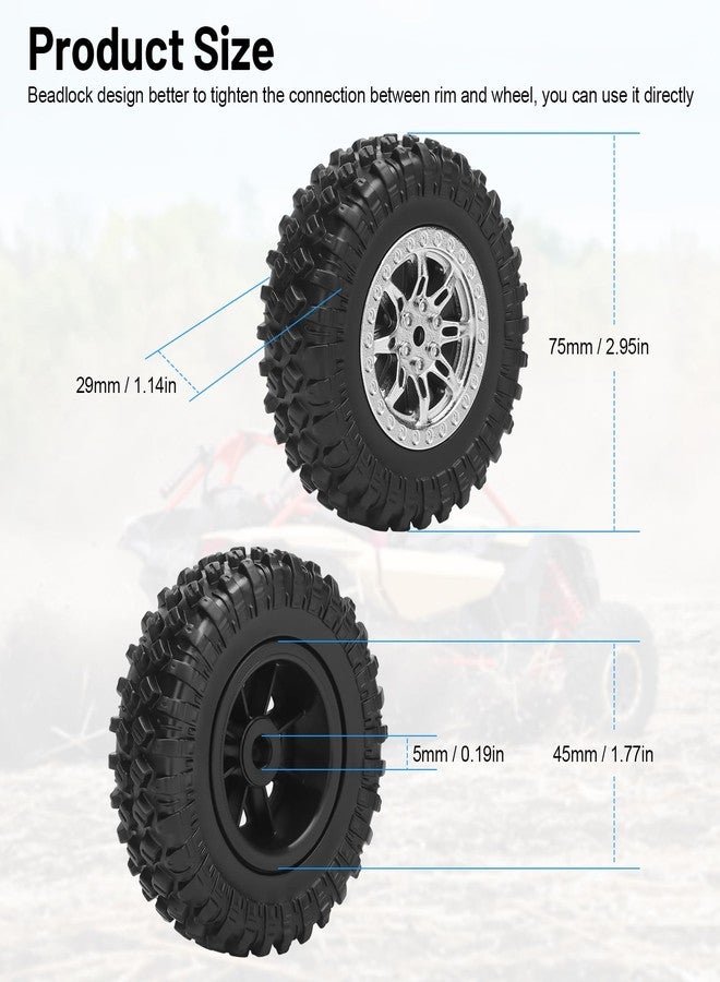 daitoku 1/12 RC Car Tires and Wheels, daitoku RC Rubber Tires for 1/12 WPL B14 B24 C14 C24 MN D90 D91 D96 D99 - Style B (Silver) - Image 5